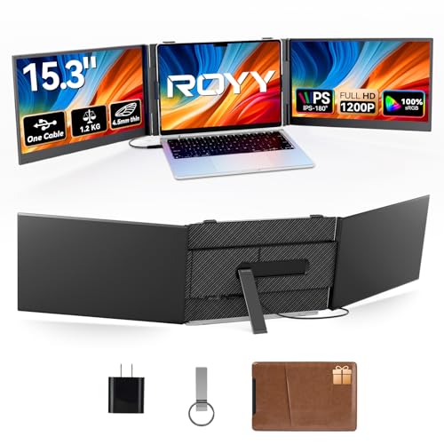 15.3" Laptop Screen Extender Portable, One Cable Connection Double Laptop Monitor FHD 1080P IPS, Ultra Thin Dual Monitor for 13-17" Laptops, Plug&Play Compatiable with Win/Mac/Chrome/Android/Switch - size: 15.3" Screen Extenders