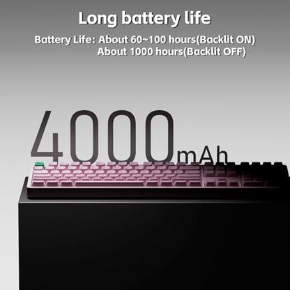NuPhy Node100 Wireless Mechanical Keyboard, Hot Swappable Custom Bluetooth Keyboard, 109 Keys Computer Gaming Keyboards, Supports Touch Gestures, PBT Keycaps, RGB Backlit, Bluetooth/2.4GHz/USB-C - color: Pink, size: High-profile Blush Max Switch
