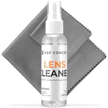 K&F Concept 15CM+40CM Microfiber Cleaning Cloths with 60ML Screen Cleaner for Cleaning Camera Lenses, Glasses, Screens, Cell Phone, Eyeglasses, LCD TV Screens, Tablets