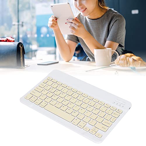 Wireless Keyboard, UltraSlim Silent Scissor Switch Portable 10inch Widened Keys for Travel Business Yellow ABS Aluminum Alloy