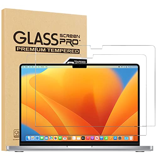 2-Pack Glass Screen Protector for MacBook Pro 14 2023 A2779/ 2021 A2442, Tempered Glass Film for MacBook Pro 14 inch 2023 with M2 Pro / M2 Max Chip, 2021 with M1 Pro / M1 Max Chip