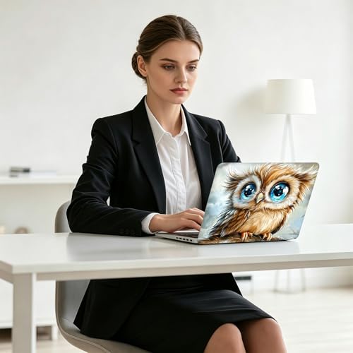 Universal Laptop Skin Decal, 3-Piece Vinyl Protector for 12 13 14 15.6" Notebook, Waterproof Anti-Scratch, Easy Trim & Bubble-Free Finish, Cute Baby Owl - color: Cute Baby Owl