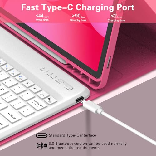 Galaxy Tab S9 FE+/ S9+ /S10+ 12.4 Inch Case with Keyboard, Detachable Bluetooth Keyboard with Pen Holder for Samsung Tab S10+ Plus/S9+ Plus/S9 FE+ Plus 5G 12.4", Pink - color: Pink, size: S9FE+ 12.4"