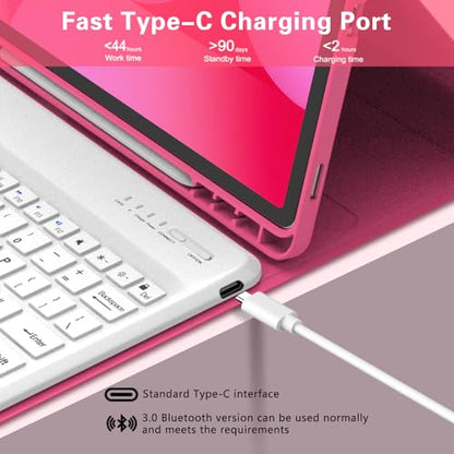 Galaxy Tab S9 FE+/ S9+ /S10+ 12.4 Inch Case with Keyboard, Detachable Bluetooth Keyboard with Pen Holder for Samsung Tab S10+ Plus/S9+ Plus/S9 FE+ Plus 5G 12.4", Pink - color: Pink, size: S9FE+ 12.4"