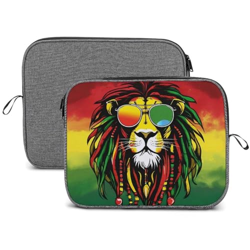 Fashion Laptop Sleeve, Women Men Large Pocket Computer Carrying Cover, Shockproof Laptop Case for Travel, Commuting, Cool Rasta Flag Reggae Lion, 14inch - color: Style(963), size: 14inch