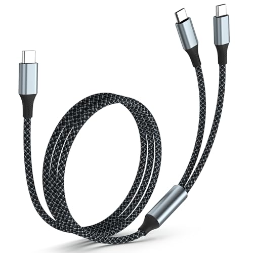 2 in 1 USB C to Dual USB C Charging & Data Cable 5FT 100W Max, 2 in 1 USB C Fast Charging Data Cable for iPhone 17/17Pro Max/16/15 Series, MacBook Air/Pro, iPad, Laptops, Samsung Galaxy Series