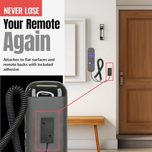 [5 Pack] Universal Coiled Security Cable Bulk Pricing Available - Remote Control Tether Security Cable Leash with Hook and Loop Fastener Tape and Double-Sided Tape - Anderic - CBL02 - size: 5 Pack