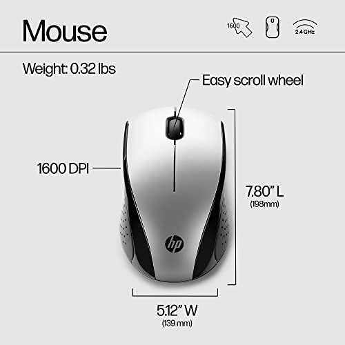 HP X3000 G3 Wireless Mouse Silver, up to 15-Month Battery,Scroll Wheel, Side Grips for Control, Travel-Friendly, Blue LED, Powerful 1600 DPI Optical Sensor, Win XP,8, 11 Compatible (683N9AA#ABL) - color: Silver