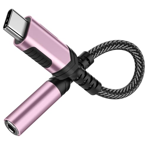 iMangoo USB C to 3.5mm Audio Headphones Adapter for Samsung S26 Rose Gold | Type C to Aux Earphones Dongle for iPhone 17 17e Air 16 16e 15 Pro Max for Galaxy S25 Ultra S24 S23 S22 S21 S20 Plus Note 20 - color: Rose Gold