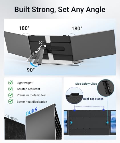 Laptop Screen Extender, Ultra Thin 14" 1080P FHD Triple Portable Monitor for Laptops 13-17.3", 2.2lbs Lightweight Travel Dual Monitor Extender, Plug-Play Aluminum Extended for Mac/Windows/PS5/Chrome - style: 14" Ultra-thin Triple Screen