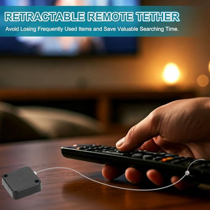 PATIKIL Retractable Remote Control Cable Tether (4.9ft /1.5M, Black)(2 Set) Remote Control Security Lanyard Lock Adjustable Locking Leash with Rope Locks and Screws, Suit for - TVs/Tablets - color: Black, size: 4.9 ft