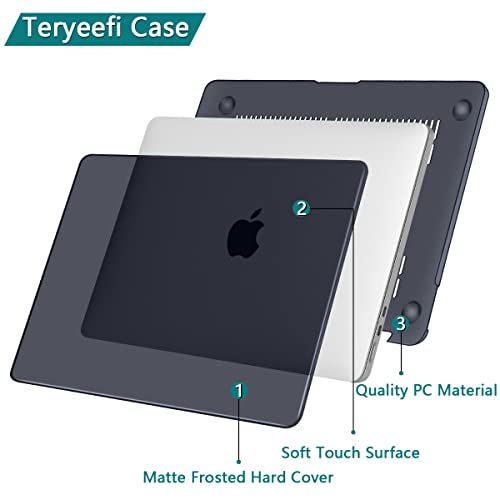 Teryeefi MacBook Air 13.6 Inch Case 2022-2025 Model: A2681/A3113/A3240, Hard Shell Cover with Keyboard Cover & USB 3.0 Adapter for New MacBook Air 13 M4 M3 M2 Chip, Crystal Black - color: Crystal Black