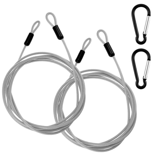 10FT 5mm Stainless Steel Security Cable with Hooks, Steel Coated Braided Double Loop Flexible Wire Rope for Bicycles, Luggage, Gates & Outdoor Equipment (2 Pack) - size: 2Pcs, 10FT 5mm