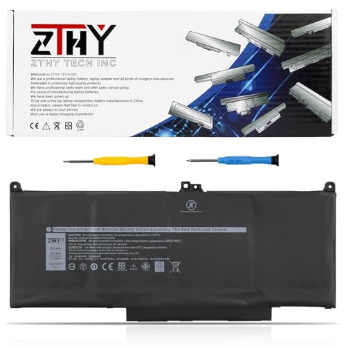 ZTHY 60Wh MXV9V Laptop Battery for Dell Latitude 7300 7400 5300/5310 2-in-1 | Inspiron 7300/7306 2-in-1 Black Replacement Battery P96G P97G P99G P100G P97G001 P97G002 5VC2M 829MX 0829MX D1XK9 7.6V 4-Cell - size: 7.99*3.94*0.28 inch MXV9V