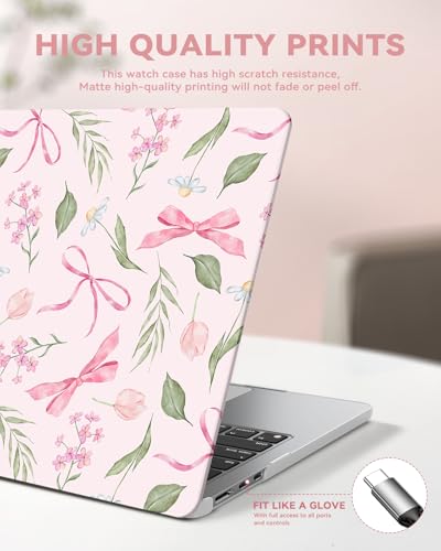 iCasso Compatible for MacBook Air 13 inch Case M5 M4 M3 M2 2026 2025-2022 Release Model A3449 A3240 A3113 A2681, Sturdy Protective Sweet Pattern Hard Shell 13.6 MacBook Air Case, Flower Bow Pink - color: Flower Bow Pink