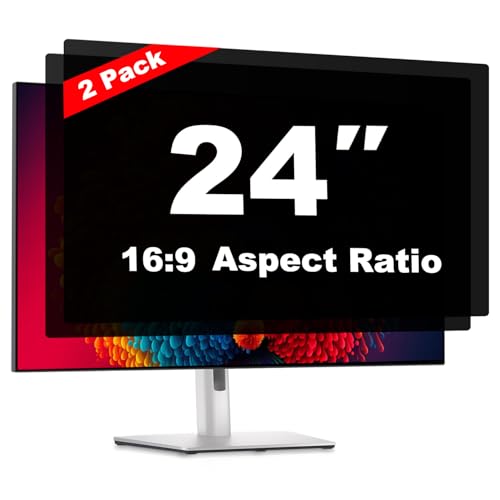 24 Inch Computer Privacy Screen Shield 2 Pack for 16:9 Widescreen Desktop | Anti-Glare Blue Light Privacy Filter; Anti Spy Privacy Screen Protector Film - size: 24 Inch (Diagonal) - 16:9 Aspect Ratio