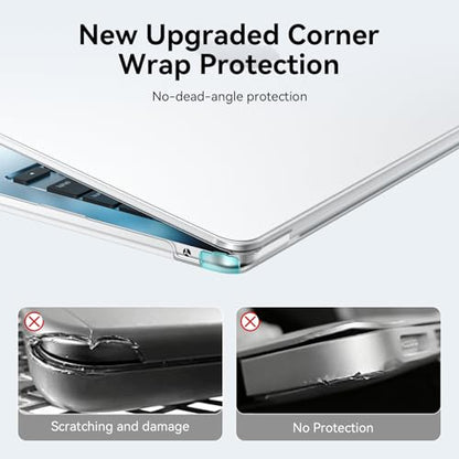 EooCoo Case for MacBook Air 15 inch M5 M4 M3 M2 2026-2023, Frost Clear | Easy to Install, Sturdy, Plastic Hard Shell Case & Keyboard Cover & Screen Protector, Model: A3448 A3241 A3114 A2941 - color: Original Clear
