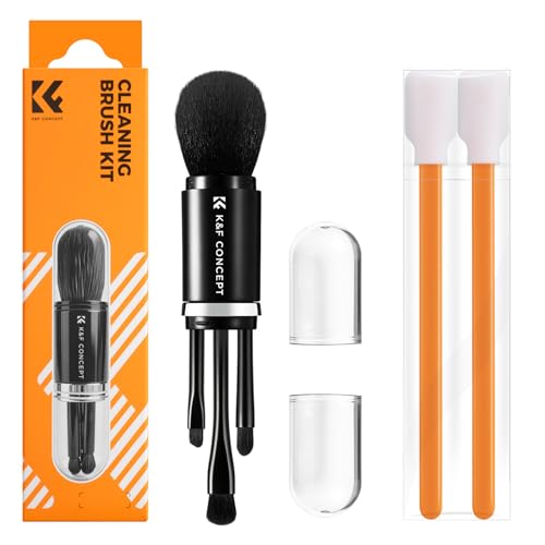 K&F CONCEPT 6-in-1 Keyboard Cleaning Brush Kit for Camera, Lens, PC,Black | Soft Bristles, Easy to Clean, Includes 4 Brush Sizes for Precise, Scratch-Safe Cleaning of Various Devices,MK11 - color: Black