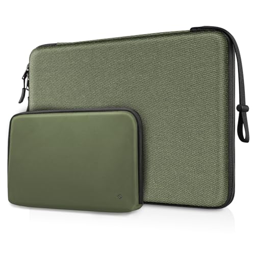 FINPAC Hard Laptop Sleeve w/Accessory Pouch for 13-in MacBook Neo Air Pro | Waterproof Laptop Carrying Case for 13-14" MacBook A18 Pro, MacBook Air / Pro, Surface Laptop, Olive - color: Olive, size: 13-inch MacBook Air/Pro