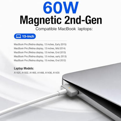 60W Charger for Mac Book Pro,60w Magnetic 2 T-Tip Power Adapter Compatible with Mac Book Air 11-13 inch(2012-2017) Part Number A1425 A1502 A1465 A1466 A1436 A1435 - size: 60W-T
