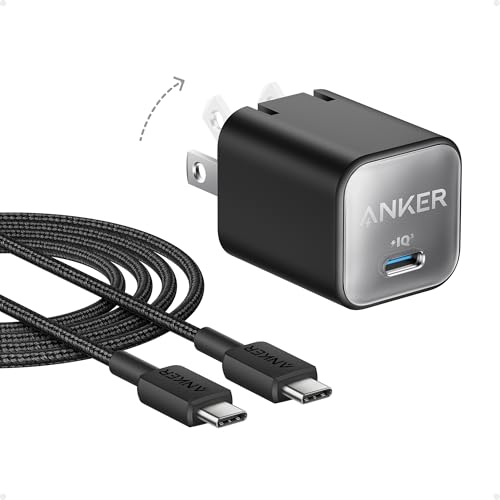 Anker Nano Phone Charger, USB C GaN Charger 30W, PIQ 3.0 Foldable PPS Fast Charger USB C for iPhone 17/16 and More Series, Galaxy, iPad, Compatible with MagSafe - color: black
