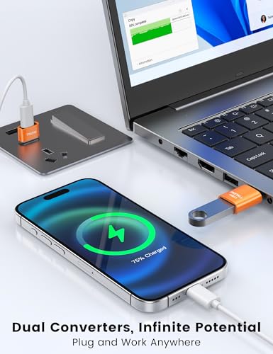 USB to USBC Adapter 10 Pack Combo,USB to C Adapter,Orange | 5 USB 2.0 Male to USBC Adapter & 5 USB 3.0 Female to USBC Adapter,Compatible with iPhone 17 Pro Max,iPad,Samsung Galaxy S25 - color: Orange