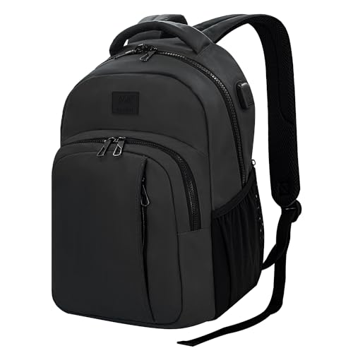 WOLT Laptop Backpack for Men Women for 15.6 Inch and 17 Inch Notebook, Travel Backpack Carry On Flight Approved with Computer Compartment, College Bookbag with USB Charging Port (Black) - color: Black