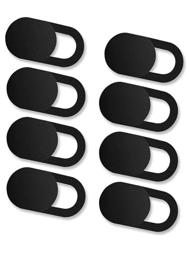 8 Pack Webcam Cover Slide - 0.027in Ultra Thin Camera Privacy Cover | for Laptop, Desktop, PC, MacBook Pro, iMac, Mac Mini, Smartphone - Strong Adhesive, Black - Protect Your Privacy & Security