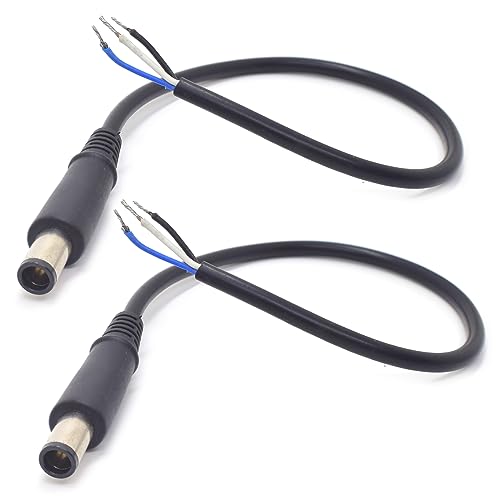 2Pack 1FT 7.4x5.0mm DC 3 Wire Power Pigtail Cable for HP Dell Laptop Repair | 7.4mm x 5.0mm Male Plug, 0.3M 3 Wire Bare Open End Cable, Power Adapter Cord for HP DELL 19V Charger, Power Supply DIY Repair - size: 7.4mm x 5mm Male
