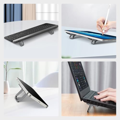 Nillkin Computer Keyboard Stand for Desktop with 3 Adjustable Angles, Mini Laptop Feet, Flip Keyboard Riser Feet for Keyboards, Laptop Stand for MacBook, Dell, HP, Other 14-16 Inches, Black - color: Black