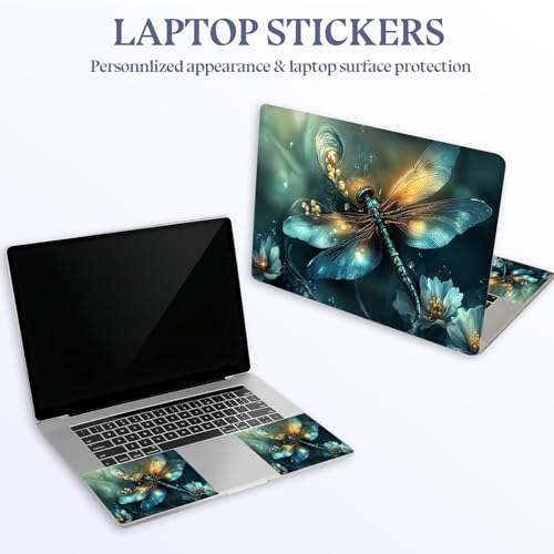 Universal Laptop Skin Sticker Decal,15.6 Inch Laptop Vinyl Cover for 13" 14" 15.6" Laptop,Scratch-Resistant Waterproof Protector Wrap,Reusable with Wrist Pads,Enchanted Dragonfly - color: Enchanted Dragonfly