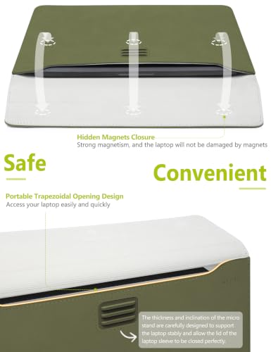 HYZUO 13 Inch Laptop Case Sleeve Bag with Adjustable Stand, Olive Green | for MacBook Air 13 M5 A3449 M4 M3 M2 M1 2026-2018, 13" MacBook Neo 2026, MacBook Pro 13 M2 M1 2026-2016, Surface Pro, XPS 13 - color: Olive Green, size: 13 Inch