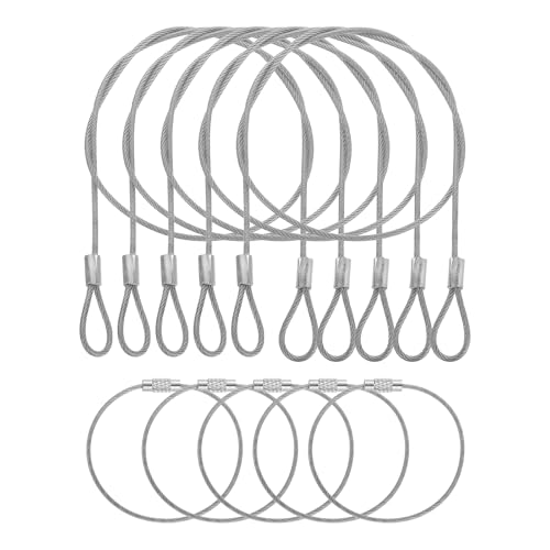 5 Set Double Loop Security Cable Lock (1.64 ft X0.08'') + Keychain Cable, Silver - color: Silver, size: 1.64 ft x 0.08 Inch
