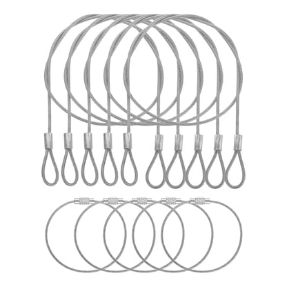 5 Set Double Loop Security Cable Lock (1.64 ft X0.08'') + Keychain Cable, Silver - color: Silver, size: 1.64 ft x 0.08 Inch