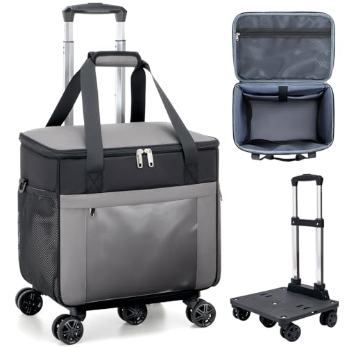 Amythe Rolling Teacher Tote Bag with 5-Wheel, Heavy Duty Organizer Work Bag Water-Resistant, Fits 15.6” Laptop for Crafter Nurse, Grey - color: Grey