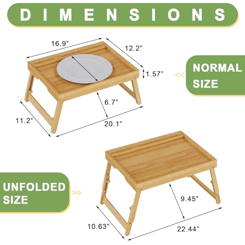 Artmeer Adjustable Bamboo Bed Tray Table with Device Slot, Large, Bamboo | Adjustable FSC-certified bamboo bed tray with device slot, folding legs and handles for meals, laptops and reading in bed. - color: Bamboo, size: Large Adjustable