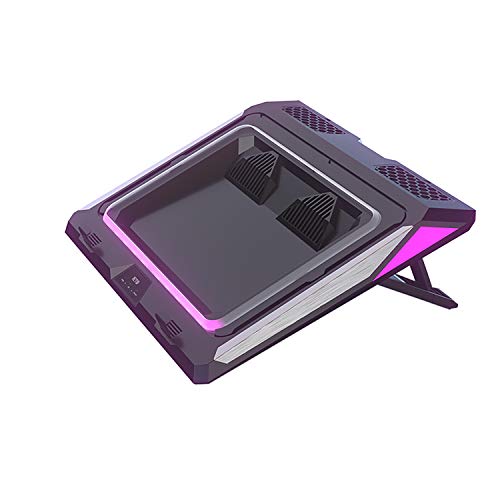 IETS GT300 Double Blower Laptop Cooling Pad for 14-17 Inch Gaming Laptop, Cooler Pad with Dust Filter, Flexible Rubber Ring, Colorful Lights,Adjustable Mount Stand,Third Gear Speed - color: GT300UB