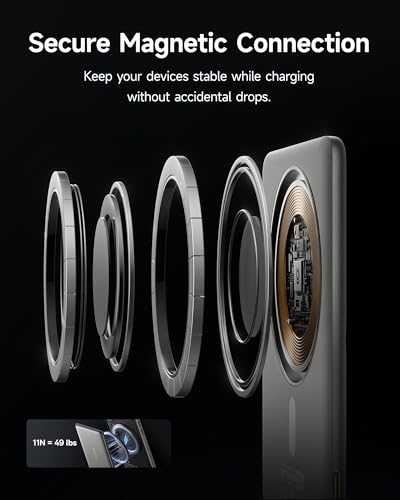 Baseus Picogo Power Bank, Smallest 5,000mAh Magnetic Wireless Charger with USB-C Braided Cable, Fast Charging Portable Battery Pack, NTC Safety Alloy Travel Essential for iPhone 17 Pro Max/17 Air/17e - color: Natural Titanium