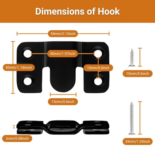 16Pcs Stainless Steel Interlock Hanging Buckle,Flush Concealed Mount Brackets Stainless Steel Z Clip Bracket Interlock Hanging Buckle Mountain Buckle for Picture Display Art Gallery (L2, Black) - color: Black, size: Large With Screws