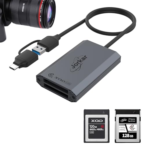 CFexpress Type B Reader & XQD Card Reader USB-C, Camera Memery Card Reader for Nikon Canon Panasonic, 2in1 USB 3.2 10Gbps with USB A & C - size: Card Reader