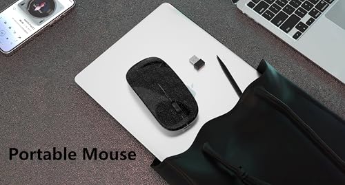 WREANU Wireless Bluetooth Mouse, Rechargeable Laptop Mice, Bright Black | Silent Slim Dual Mode(BT 5.2 & 2.4G Portable USB Receiver) Computer Mouse for Laptop/iPad/Tablet/Apple/Computer/Mac - color: Bright Black