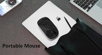 WREANU Wireless Bluetooth Mouse, Rechargeable Laptop Mice, Bright Black | Silent Slim Dual Mode(BT 5.2 & 2.4G Portable USB Receiver) Computer Mouse for Laptop/iPad/Tablet/Apple/Computer/Mac - color: Bright Black