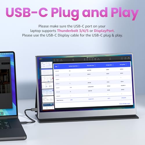 kksmart Portable Monitor 15.6 inch 1080P FHD 86% sRGB 60Hz, Travel Monitor for Laptop MacBook Surface PC Xbox PS5, HDMI USB-C VESA Compatible Built-in Speaker - size: 15.6