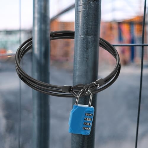 12 Pack Security Cable Luggage Lock with Loops 4 ft 3mm Braided Steel Coated Bike Cable Wire Double Loop Anti Theft Safety for U Lock, Padlock and Disc(Black) - color: Black, size: 4 ft