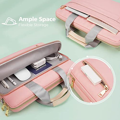 KIZUNA Laptop Bag Case 14 Inch Shoulder Sleeve Briefcase For 15" Macbook air M3 2024 M2/IdeaPad Slim 3i 14"/14" Yoga Slim Pro X/14 Lenovo IdeaPad 3i Gen/Flex 5/14.4" Surface Laptop Studio 2,Pink - color: Pink, size: 14 Inch