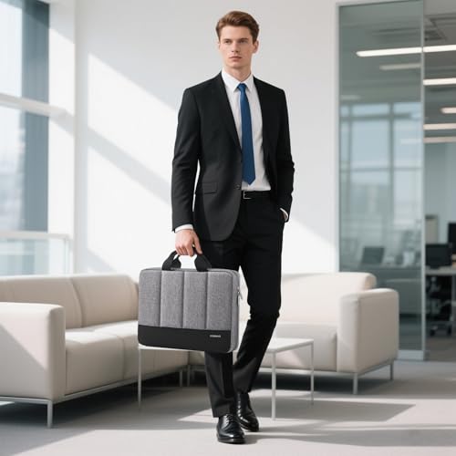 DOMISO MacBook Air 15 Case M3 2023-2024 Heavy-Duty Laptop Sleeve with Comfort Grip Handle Water-Resistant & Shock-Absorbing for 15.6" MacBook Air, Grey