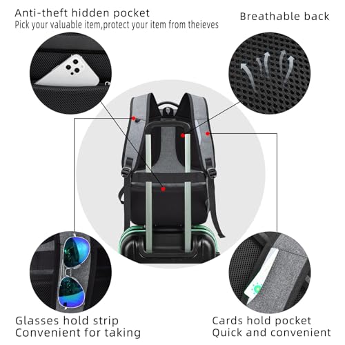 17 Inch Travel Laptop Backpack Water Resistant College Backpack for Men/Women Laptop Bag with USB Charging Port, Light Grey and Black - color: Black-d