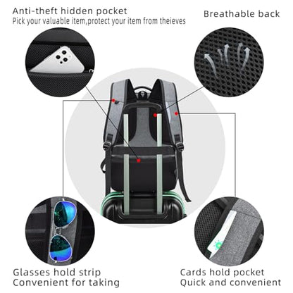 17 Inch Travel Laptop Backpack Water Resistant College Backpack for Men/Women Laptop Bag with USB Charging Port, Light Grey and Black - color: Black-d