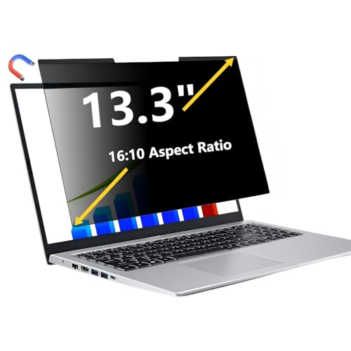 13.3-inch magnetic privacy screen, suitable for laptops with a 16:10 detachable anti-glare filter, reduces blue light/compatible with HP, Dell, Acer, Asus, Samsung, Lenovo and other laptops.