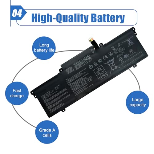 63Wh C31N1914 Laptop Battery Compatible with Asus ZenBook 13 UX425UG ZenBook 14 UX435EA UX435EAL UX435EG UX435EGL UM425QA UM425QA-KI072T UM425UAZ B7402FEA Serie 0B200-03730100 11.61V 5427mAh - size: 10.96*3.36*0.26 inch C31N1914